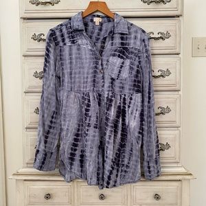 Blue Tie Dye Babydoll Top